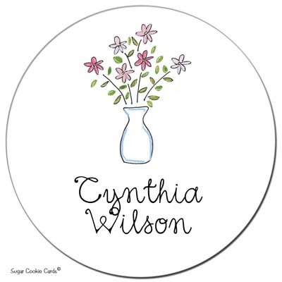 Sugar Cookie Gift Stickers - Flower Vase